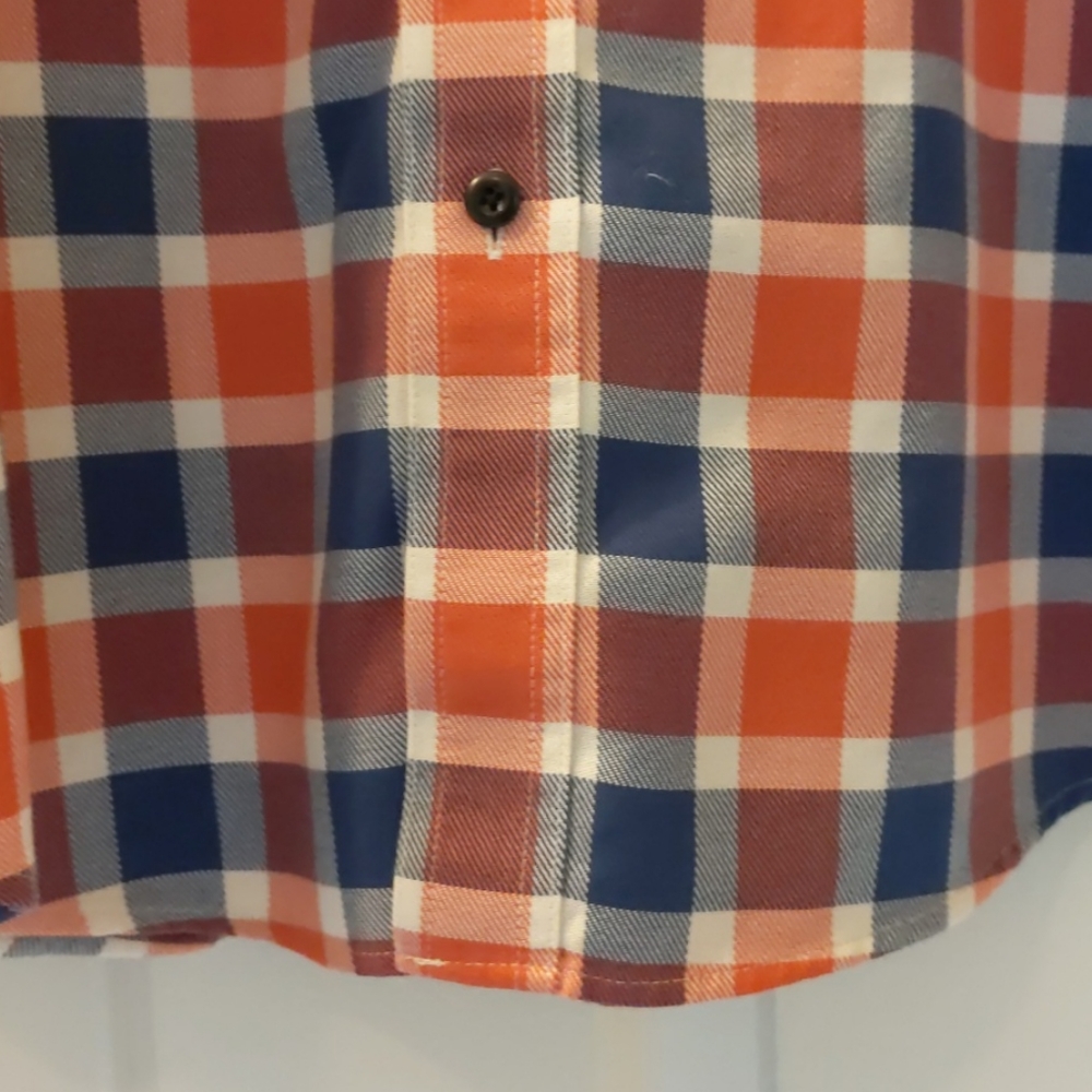LL Bean Red White Blue Plaid Shirt L/S . Size L - Picture 11 of 11